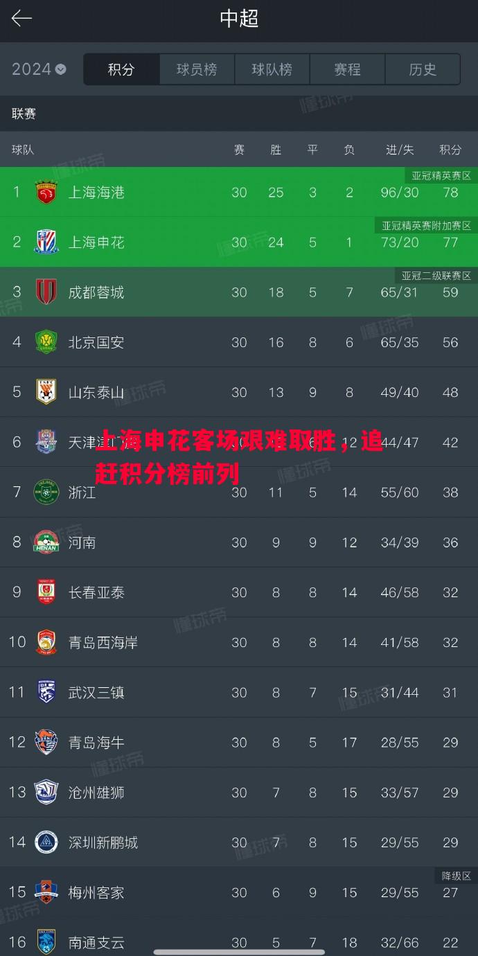 V体育官方app-上海申花客场艰难取胜，追赶积分榜前列